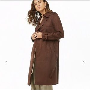 Brown Suede Trench Coat